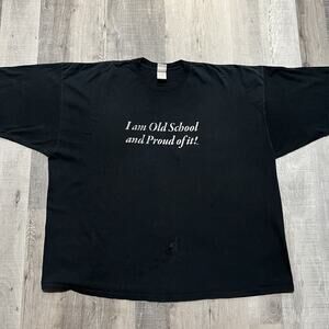 VTG I Am Old School And Proud Of It Faded Black Y2K 00s Biker Hot Rod T Shirt